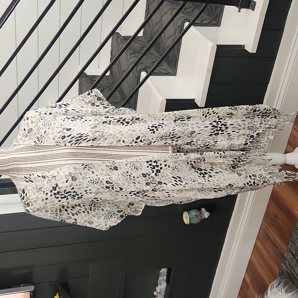 Wonderly Leopard Print Fringe Kimono
